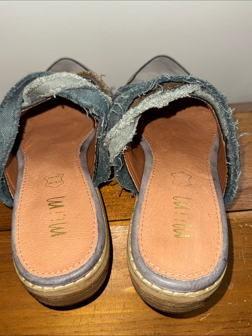 ANTHROPOLOGIE Mi.iM Tillie Fabric Wrapped Mules in Slate Blue - Picture 6 of 8